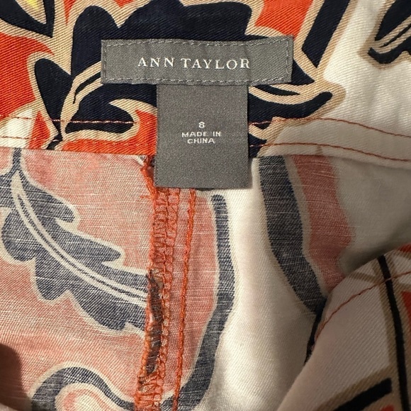 *CLEARANCE* Ann Taylor retro print yellow red linen blend pencil skirt size 8 - Picture 5 of 9